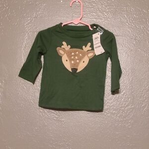 First Impressions Forest Green Deer Long Sleeve Tee NWOT 6-9 Months